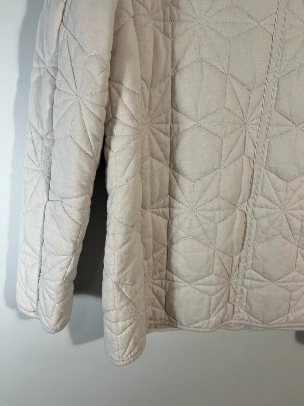 LANDS' END Cotton Quilted Insulated Jacket Light Stone Cabin Core M 10-12
